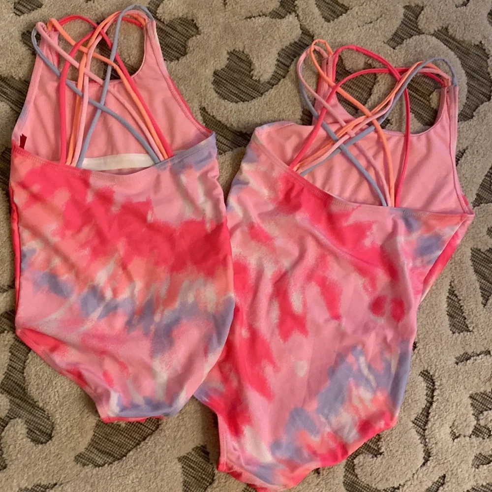 New! Pink Marble Swirl Cali Vibes Graphic One Piece Swimsuit